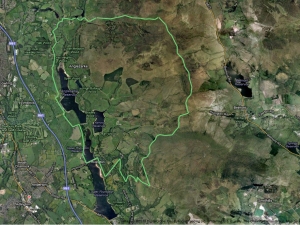 The 13 mile circuit we took. When you climb with downhillers, sometimes using a footpath is appropriate!